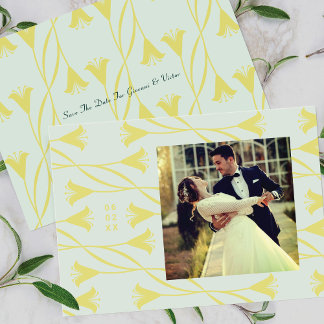 Art Nouveau Floral Lily Save The Date Announcement Einladung