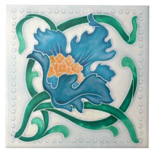 Art Nouveau Floral Majolica Imitate Fliese (Vorderseite)