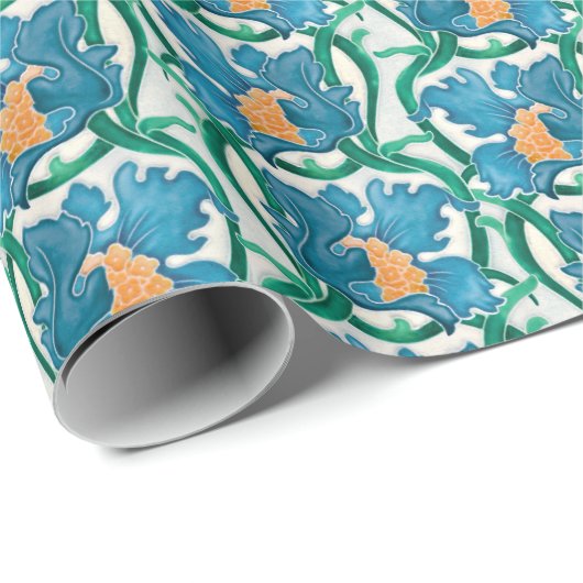 Art Nouveau Floral Majolica Muster Geschenkpapier (Rolleneckpunkt)