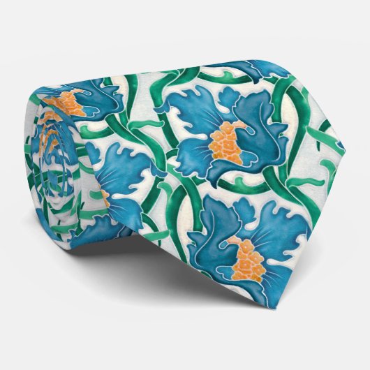 Art Nouveau Floral Majolica Muster Krawatte (Gerollt)