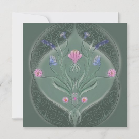 Art Nouveau Floral Medallion Geburtstag Einladung (Vorderseite)