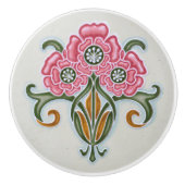 Art Nouveau Floral Möbel Keramikknauf (Vorderseite)