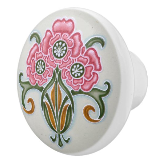 Art Nouveau Floral Möbel Keramikknauf (Rechts)
