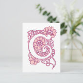 Art Nouveau Floral Monogram C Postkarte (Stehend Vorderseite)