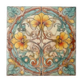 Art Nouveau Floral Motif Fliese (Vorderseite)