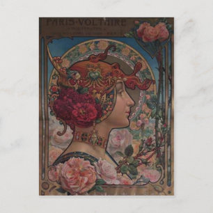 Art Nouveau Floral Muse Vintage Belle Époque Postkarte