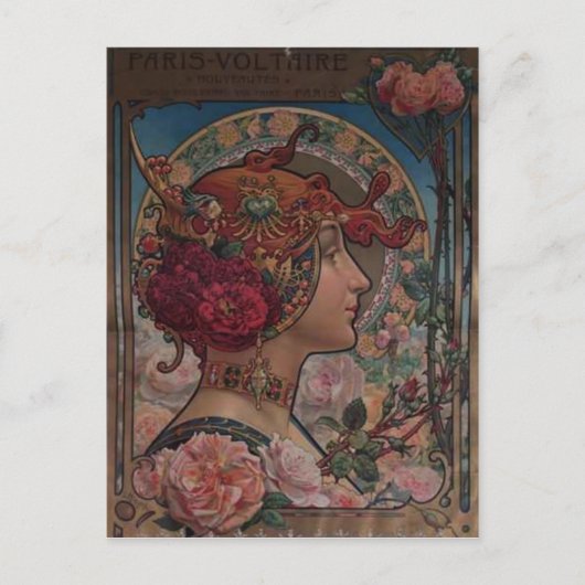 Art Nouveau Floral Muse | Vintage Belle Époque Postkarte (Vorderseite)
