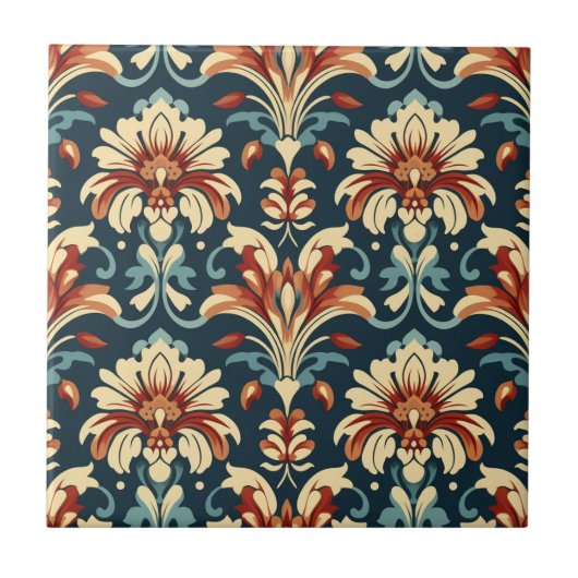 Art Nouveau Floral Pattern Fliese (Vorderseite)