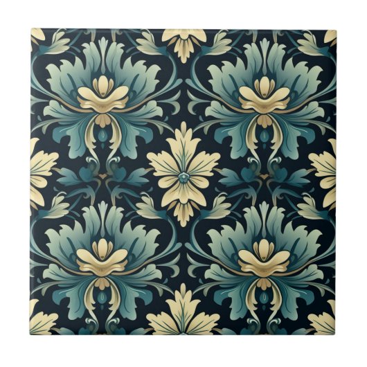Art Nouveau Floral Pattern Fliese (Vorderseite)