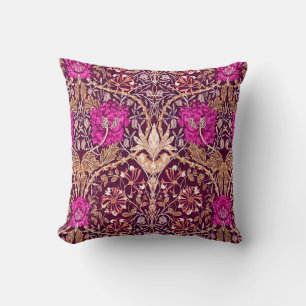 Art Nouveau Floral, Plum, Beige und Deep Lila Kissen