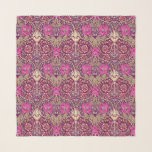 Art Nouveau Floral, Plum, Beige und Deep Lila Schal<br><div class="desc">Quadratischer Schal in einem Vintagen William Morris,  Jugendstil,  Blumendruck von Honigsuckle-Reben und -Nelken,  digital verstärkt und farbig,  in Pflaume,  Beige,  Bräune und Creme,  auf einem lila Hintergrund von Auberginen</div>