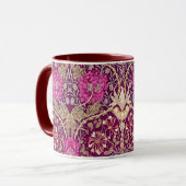 Art Nouveau Floral, Plum, Beige und Maroon Tasse (Vorderseite Links)