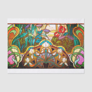 Art nouveau floral stained glass look window seidenpapier