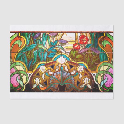 Art nouveau floral stained glass look window  seidenpapier (Vorderseite)