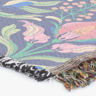Art Nouveau Floral Throw Blanket Decke