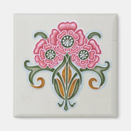Art Nouveau Floral Tile Magnet (Vorne)