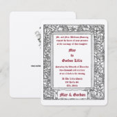 Art Nouveau Floral Vine Border & Hearts Wedding Einladung (Vorne/Hinten)