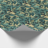 Art Nouveau Floral Vine Muster mit Aquamarin & grü Geschenkpapier (Ecke)
