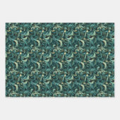 Art Nouveau Floral Vine Muster mit Aquamarin & grü Geschenkpapier Set (Vorderseite 2)