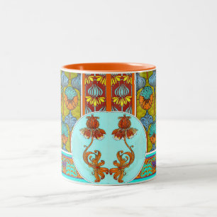 Art nouveau floral vintage Blume viktorianisch Zweifarbige Tasse