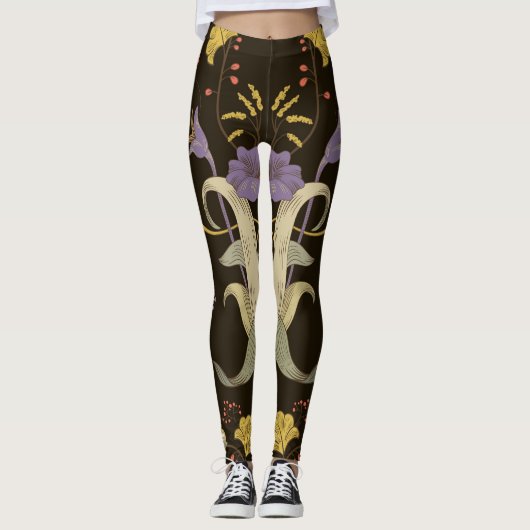 Art Nouveau Floral: Vintages Muster Leggings (Vorderseite)
