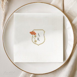 Art Nouveau Floral Wappen Monogram Cocktail Napkin Serviette
