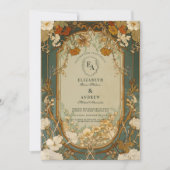 Art Nouveau Floral Wedding Celebration Einladung (Vorderseite)