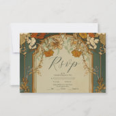 Art Nouveau Floral Wedding Celebration RSVP Karte (Vorderseite)