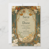 Art Nouveau Floral Wedding Celebration Save The Date (Vorderseite)