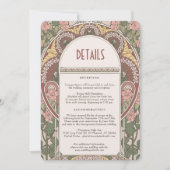 Art Nouveau Floral Wedding Details Eintrittskarte Einladung (Vorderseite)