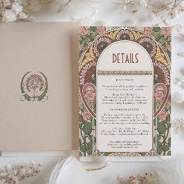 Art Nouveau Floral Wedding Details Eintrittskarte Einladung