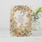 Art Nouveau Floral Wedding Einladung (Stehend Vorderseite)