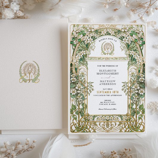 Art Nouveau Floral Wedding Einladung