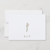 Art Nouveau Floral Wedding Green and Pink RSVP Karte (Rückseite)