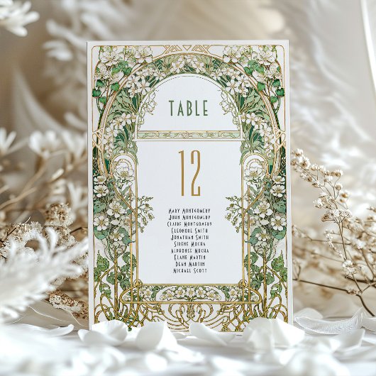 Art Nouveau Floral Wedding Table Number Einladung