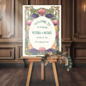 Art Nouveau Floral Wedding Welcome Sign Poster