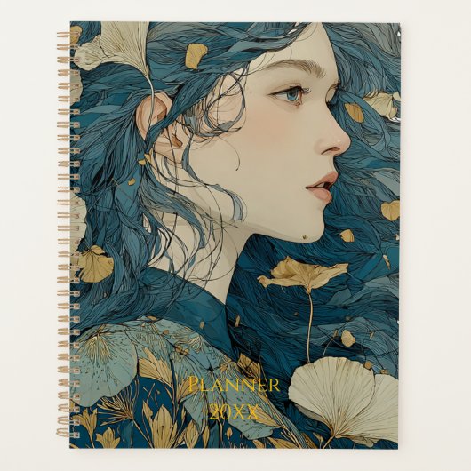 Art Nouveau Floral Woman Planner Planer (Vorderseite)