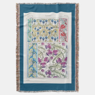 Art nouveau florale Distel-Blumen-Textilkunst  Decke