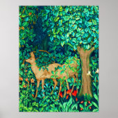 Art Nouveau Forest Deer Tapestory Print Poster (Vorne)