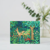 Art Nouveau Forest Deer Tapestory Print Postkarte (Stehend Vorderseite)