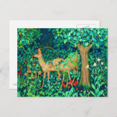 Art Nouveau Forest Deer Tapestory Print Postkarte (Vorne/Hinten)