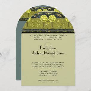 Art Nouveau Forest Vintag Bird Wedites Einladung