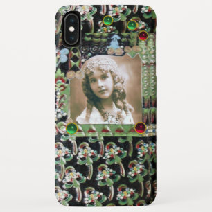 ART NOUVEAU FOTO TEMPLATE BLACK GREEN RED GEMS iPhone XS MAX HÜLLE