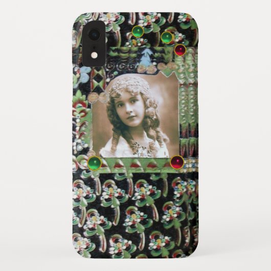 ART NOUVEAU FOTO TEMPLATE BLACK GREEN RED GEMS Case-Mate iPhone HÜLLE (Rückseite)