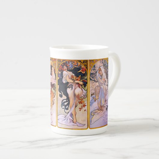 Art Nouveau Four Seasons Bone China Tasse (Vorderseite Rechts)