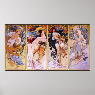 Art Nouveau Four Seasons Vintag Art Poster