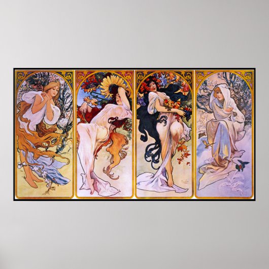Art Nouveau Four Seasons Vintag Art Poster (Vorne)