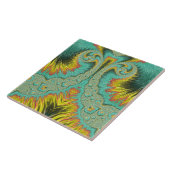 Art Nouveau Fraktal Türkis Feathage Fliese (Seite)