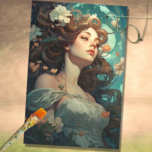 Art Nouveau Frau 1 Dekoupage Paper Seidenpapier