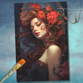 Art Nouveau Frau 5 Dekoupage Paper Seidenpapier